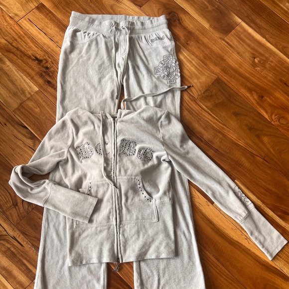BCBGMaxAzria Velour Tracksuit Light Gray S - Picture 2 of 15